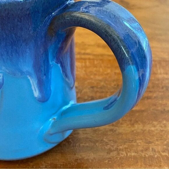 Deneen Pottery Hand Thrown Light Blue Drip Glaze The Original Pancake House Mug - Picture 5 of 12